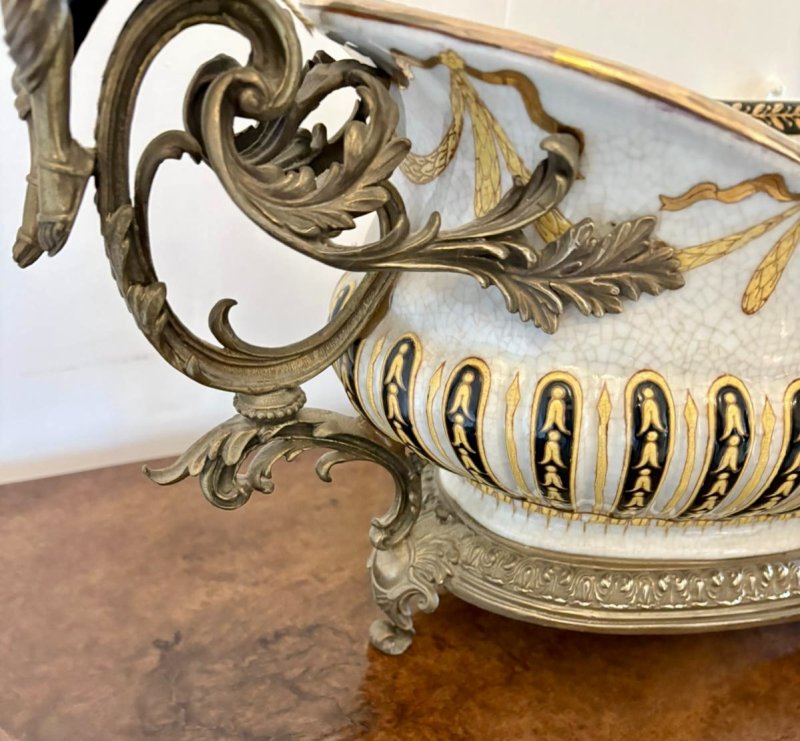 Large Antique Quality Porcelain and Brass Mounted Centrepiece - Image 8